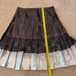 Worthington  Black/Silver Metallic Satin Lace Pleated Whimsigoth Midi Skirt Photo 4