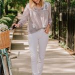 J.Crew White Blue Burgundy Block Floral Print Cotton Tie Front Tunic Top Sz 00 Photo 13