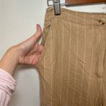 Skies Are Blue Small Tan Linen Cropped High Rise Pin Striped Pants 73976 Latte Photo 7