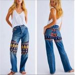 Free People  Rocky Mountain straight Jean medium wash with patches size 28 NWT Photo 1