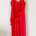 Alice + Olivia Keeva Ruffled Crepe Wide Leg Jumpsuit in Papaya Red - Size 6 Photo 2