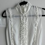 Frame  Silk White Ruffle front Blouse Photo 3