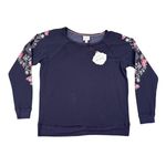 Knox Rose NWT  Embroidered Floral Flower Coal Soft Boho Coastal Top Large Photo 5