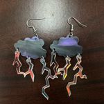 Cloud with Iridescent Lightning Bolts Acrylic Dangle Earrings Purple Photo 4