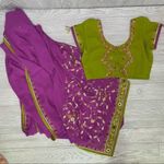 Handmade Beaded & sequin saree and cropped shirt Bollywood festival boho outfit sm purple Photo 1
