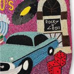 Vintage 1950s scene beaded shoulder bag with top zip closure and interior pocket Pink Photo 2