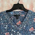 Erika Blue Ariella Floral V-Neck Short Sleeve T Shirt Photo 3
