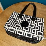 Kipling  Geometric Print Large Tote Bag Purse Keychain Black White Photo 4