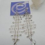 NWT Claire's Silver & Clear Dangling Earrings Silver Photo 0