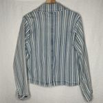 Diane Gilman Striped Denim Double Breasted Jacket Blue White Size Small Preppy Photo 4