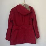 American Eagle American Eagle Womens Red Wool Blend Pea Coat Fur Hood Toggle Buttons Sz Med Photo 7