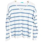 J. McLaughlin White Blue Striped 100% Linen Long Sleeve Shirt Sz M Photo 0