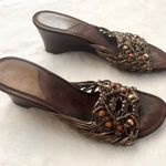 Life Stride Jitter Brown & Gold Strappy Beaded Block Heel Slides Women's Size 6 Photo 2
