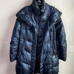 Tahari T Midnight Dreams Dark Blue Down & Feather Long Puffer Coat Photo 1