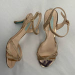 Betsey Johnson  Strappy Glitter Heeled Sandals in Gold Size 8‎ Photo 0