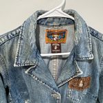 True Religion Y2K  Denim Jacket corduroy elbow patch women’s SZ L Retro Vintage Photo 8