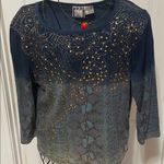 🐍🐍🐍BOGOHO🐍🐍🐍Elegant Blue and Gold Women's Top Photo 1