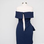 Betsy and Adam  Midi Off Shoulder Scuba Crepe Ruched Dress Photo 13