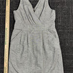 Ann Taylor  Loft Dress Women's Size 10 Gray Linen Metallic Sheath Grecian Sparkly Photo 0