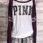 PINK - Victoria's Secret Victoria's Secret pink 86 long sleeve bling shirt loose fitting long sleeve XS​​ Photo 0