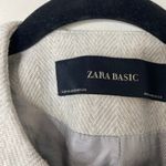 ZARA Light Gray Herringbone Chevron Longline Zipper Jacket Blazer Cotton Coat XS Photo 8