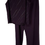 R & M Richards  Petite 2 Piece Pant Suit Set Plum Silver Sparkle Formal Evening Photo 0