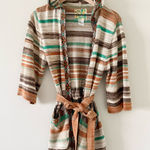 Billabong  Hooded 3/4 Sleeve Cardigan in Multicolor Striped Knit Size L Photo 0