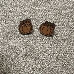 Wooden Pumpkin Cute Fall Stud Handmade Unique Earrings Photo 1