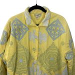 April Cornell Quilted Jacket Medium Yellow Blue Applique Oversized Cottagecore Photo 3