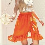 J.Crew ruffle LINEN SKIRT Size 2 orange Photo 3