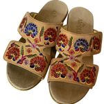 Alegria  Linn Tan Floral Embroidery Embroidered Strap Leather Sandals 38 / 8 Photo 3
