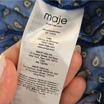 Maje NWOT Ilona Paisley Print Satin Ruched Playsuit Romper in Blue Photo 8