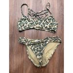 Aerie Leopard Print Strappy Bikini Swimsuit Set Green Tan Medium Photo 1