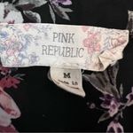 Pink republic black floral vneck top size medium Photo 6