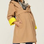 Pietro Brunelli Coat Womens Small Brown Yellow The Divina Maternity Jacket Photo 0