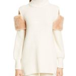 Adeam Cold Shoulder Turtleneck Sweater with Faux Fur Trim size M Size M Photo 14