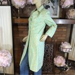 EXPRESS COTTON GREEN & BLUE FLORAL PRINT TRENCH JACKET (M) Photo 4