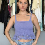 ZARA Lilac Knit Lace Trim Cami Top Size M Photo 0