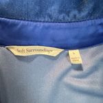 Soft Surroundings Shirt Womens L Blue Velvet Velour Boyfriend Button Front Tunic Photo 8