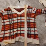 st. john's bay  Size Small S Checkered Red Yellow White Sweater Soft Acrylic Photo 8