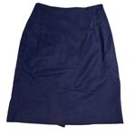 Brass Plum Nordstrom Vintage Career Skirt Pencil Straight Navy Blue Lined Size 7 Photo 0