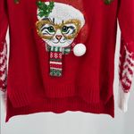 Red Meowy Christmas Cat Sweater M Celebrate Together red sequins holiday 3D Size M Photo 3