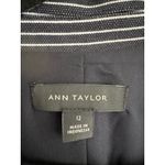 Ann Taylor Women's Birdseye Knit Striped Pearl Blazer size 12 Nautical Preppy Photo 2