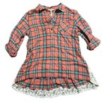 Matilda Jane Top Noble Lace Plaid Tunic Flannel Orange Blue Popover Shirt sz Sma Photo 0