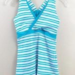 Lululemon  Aqua/White Striped Workout Tank Photo 0
