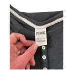 Victoria's Secret Pink Gray Leopard Graphic Henley Shirt XS Edgy Comfycore Photo 3