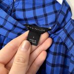 Ann Taylor black and blue checkered business casual blouse sleeveless summer Photo 2