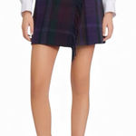 Sandro Rosiere Fringe Blue Green Burgundy Plaid Skirt Size 38 or 6 Photo 0