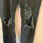 Black Distressed Denim Boyfriend Jean, mid rise, sz 4 grunge moto goth distress Photo 1