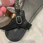 BCBGeneration Brynn Black Bejeweled Beaded Bling T-Strap Thong Sandal Women's 7 Photo 4